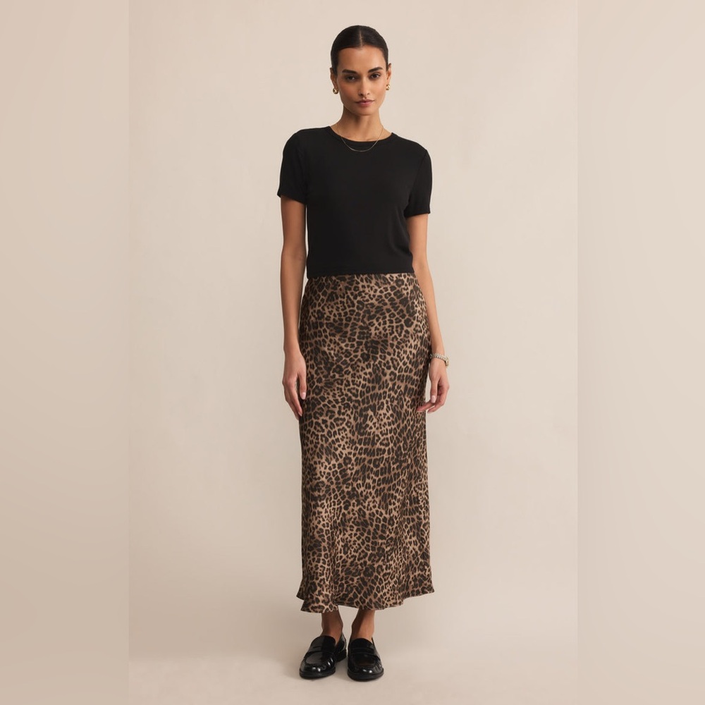 NWT Z SUPPLY Leopard Europa Luxe Sheen Midi Skirt